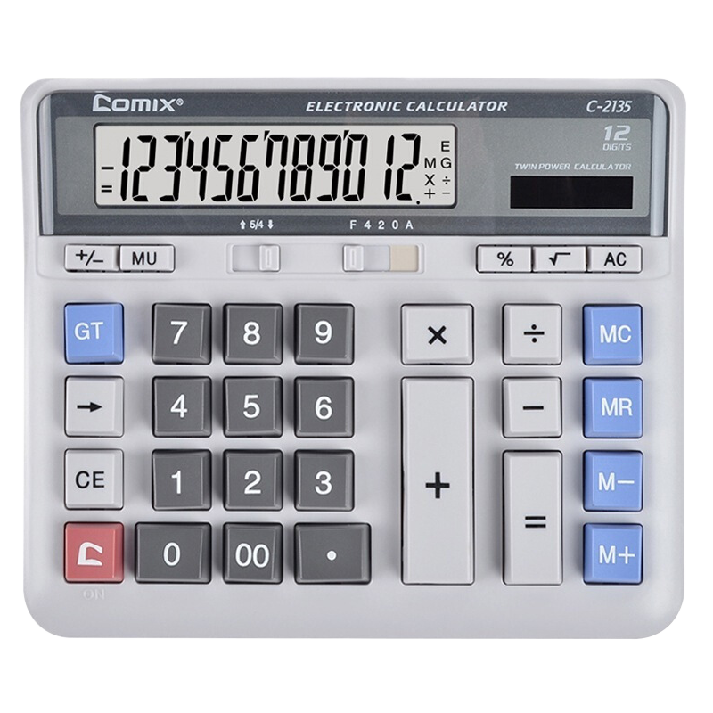 ���ڲ��������ģ�COMIX��˫��Դ���԰���������12λ������ʽ�������������С���ɵ����ڲ���/���м���칫��Ʒ ��ɫC-2135 97.71Ԫ��3��(��32.57Ԫ/��)