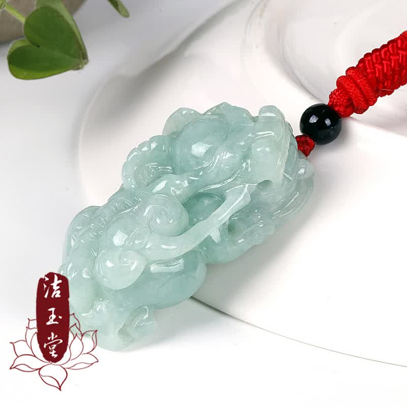 洁玉堂  翡翠a货貔貅吊坠 玉石招财转运霸王皮丘玉坠挂件玉佩男女礼物