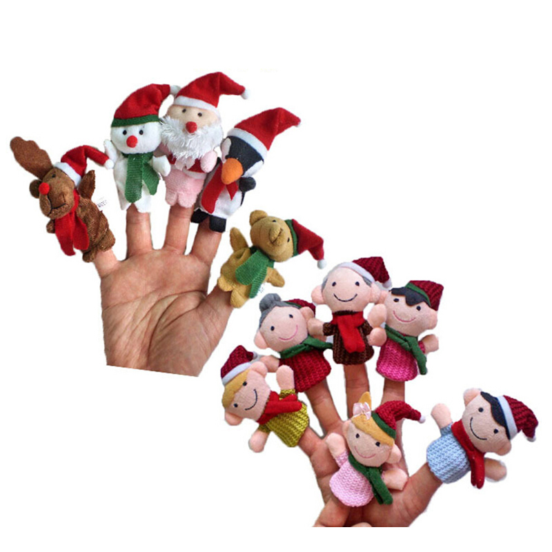 动物手偶儿童玩具嘴巴能动儿童腹语手套表演布偶兔子手指玩偶毛绒娃娃礼品六一儿童节礼物 指偶【圣诞节套装11只】