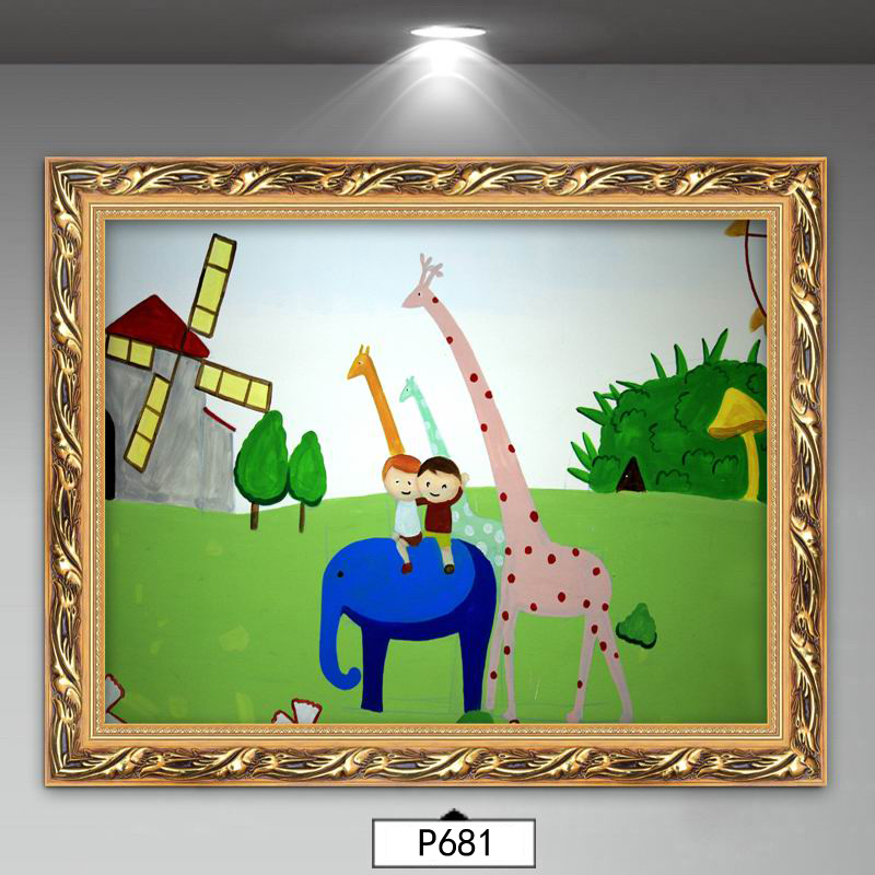 林格印象儿童装饰画卡通壁画欧式男孩女孩卡通小动物房间床头墙画卧室