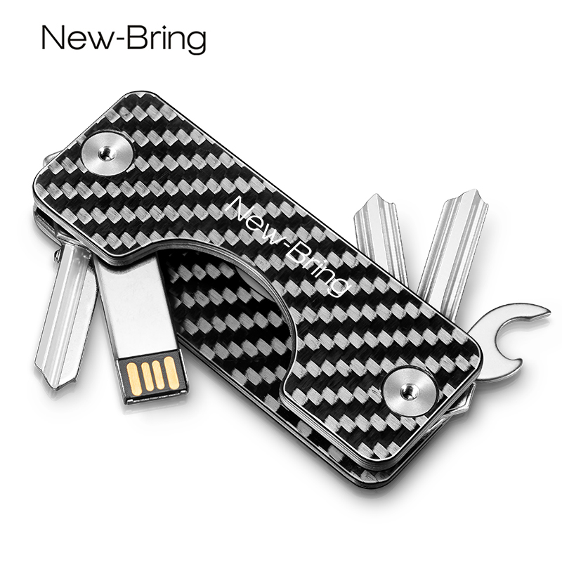 NewBring钥匙收纳器加强版key smart金属钥匙扣创意钥匙圈腰挂迷你钥匙包男大容量多功能 碳纤维（加强版）