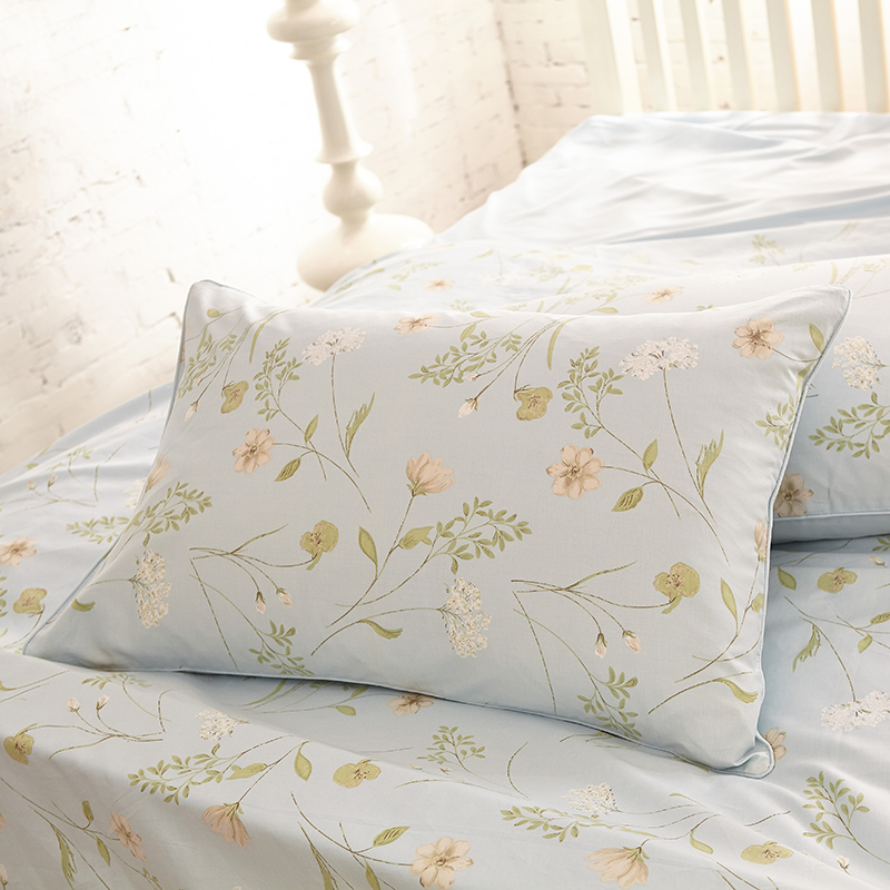 柳庭 家纺 全棉60支贡缎枕套 纯棉枕头套一对装 米奇蓝 48x74cm