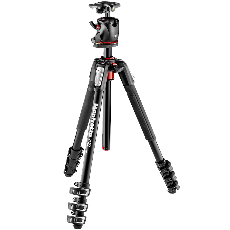 曼富圖（Manfrotto）MK190XPRO4-BHQ2 鋁合金四節三腳架球形云臺套裝中軸可橫置穩定微單單反 承重15kg