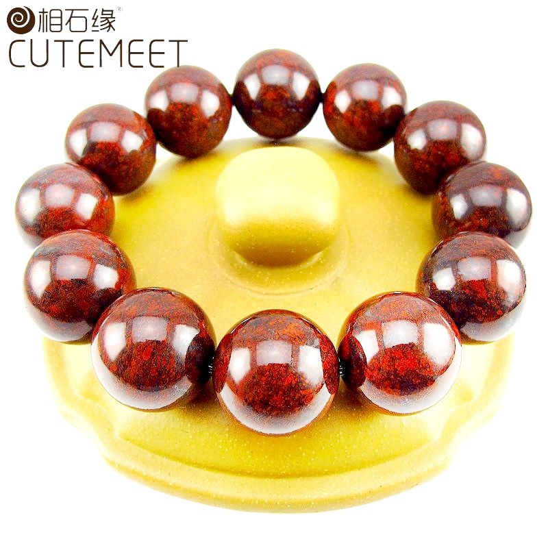 相石缘满红血20mm天然广西桂林鸡血石手链男鸡血玉手串佛珠朱砂玉石