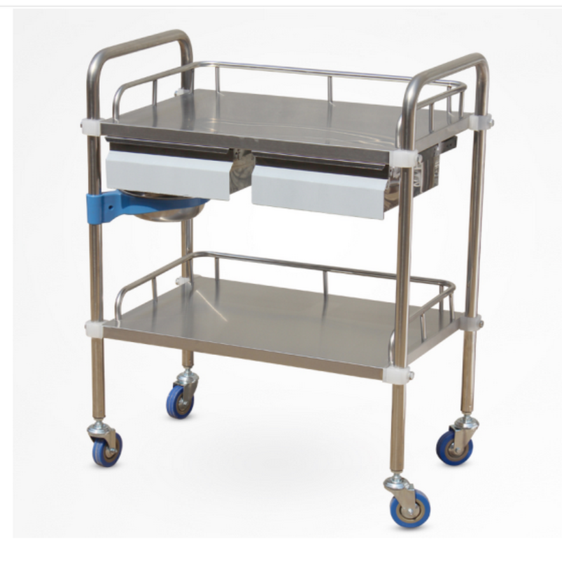 不锈钢治疗推车 双层手推车 仪器器械推车 换药车治疗车小推车 无抽屉