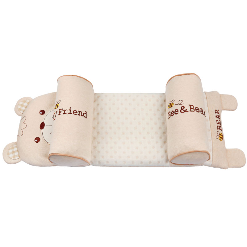 双漫婴儿枕头定型枕新生儿宝宝枕彩棉透气吸汗荞麦枕 宝宝熊款 定型枕+方巾