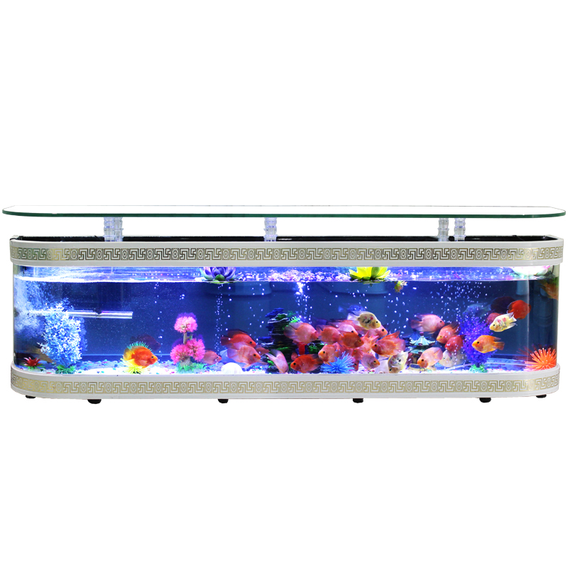 喜灏欧式电视柜鱼缸水族箱创意生态玻璃客厅家用落地中大型金鱼缸 长252宽40高55/吧台8cm