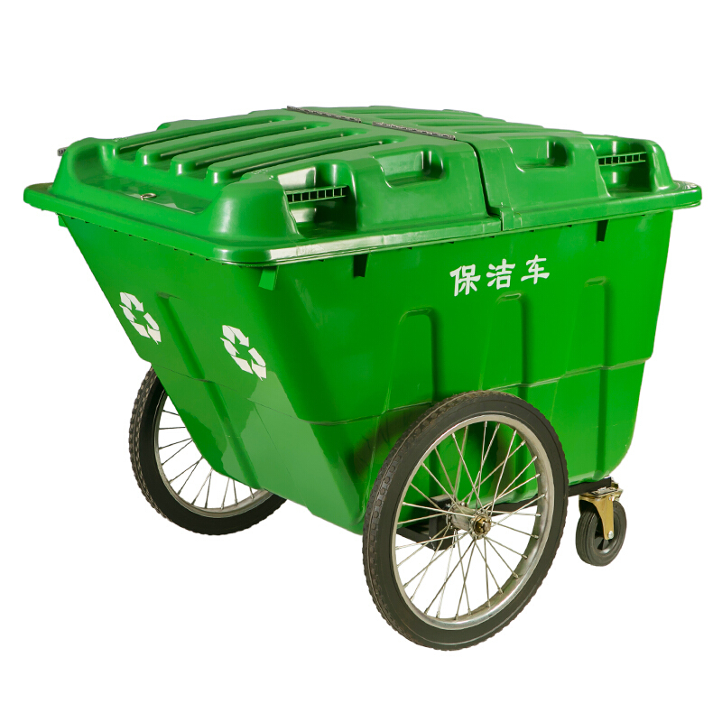 阿斯卡利（ASCARI） 400L塑料环卫垃圾车保洁手推车大号户外垃圾桶市政物业垃圾清运车 400L保洁车(绿色)