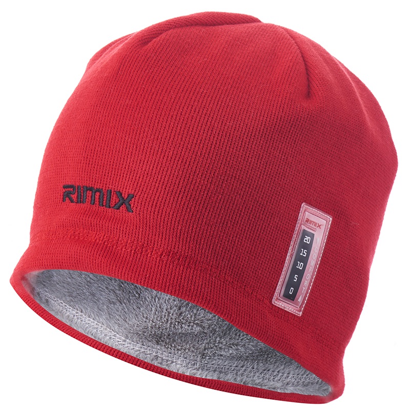 RIMIX凛风御寒保暖帽子 加绒兔绒帽针织户外运动帽骑行帽遮耳帽子 赤焰红