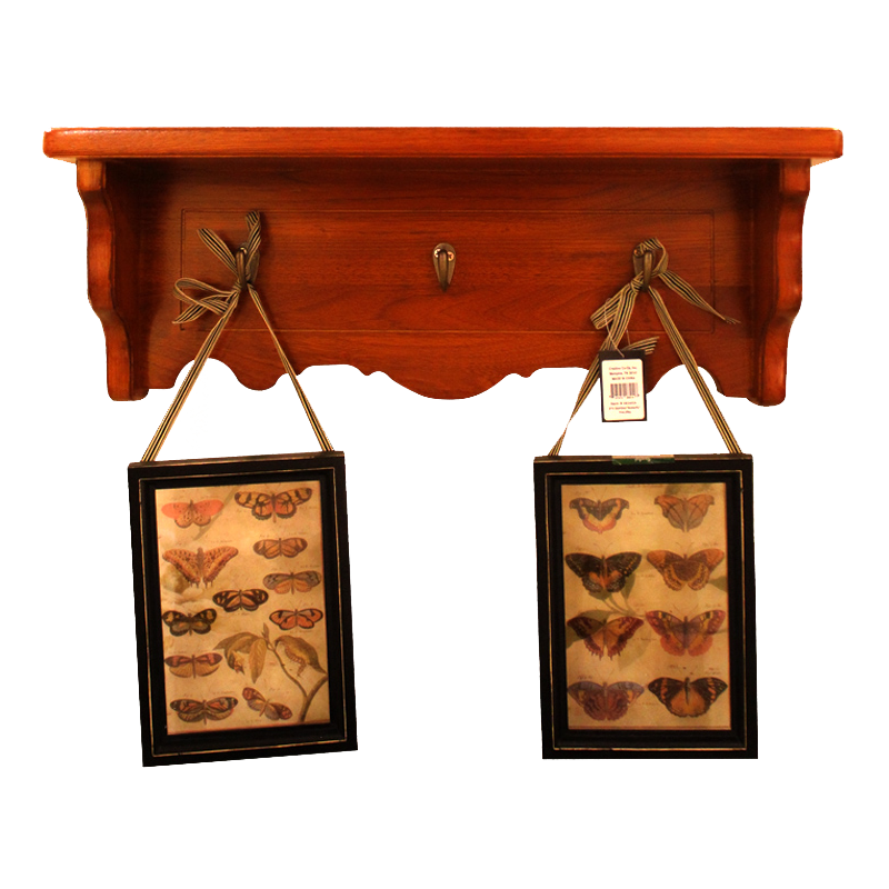 艾理思 毛巾架 美式实木置物架 墙上壁挂一字搁板架 多功能装饰层板架现货