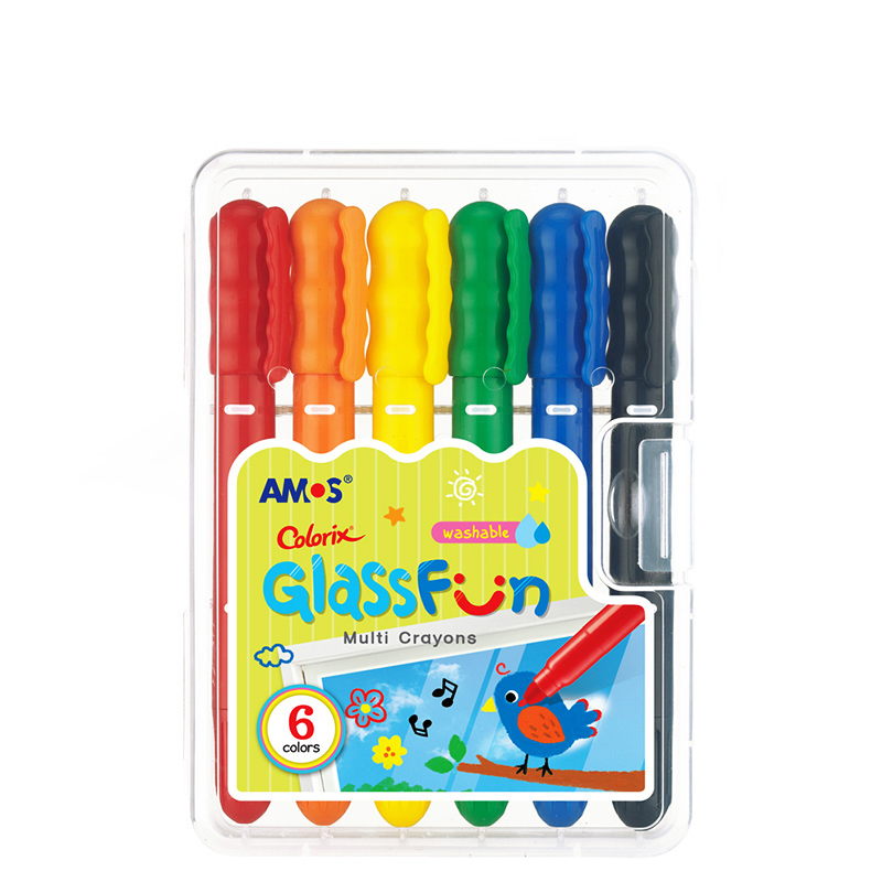 阿摩司amos韩国原装进口儿童白板画板画笔 可水洗玻璃白板蜡笔白板笔