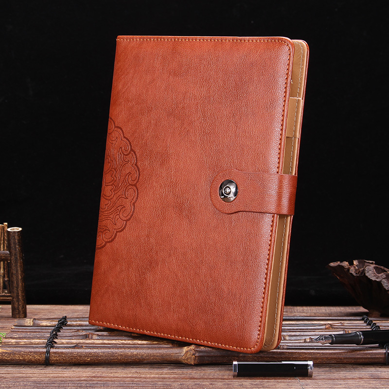 申士(shen shi) a5/25k 6孔商务按扣活页皮面本 办公记事笔记本子jd