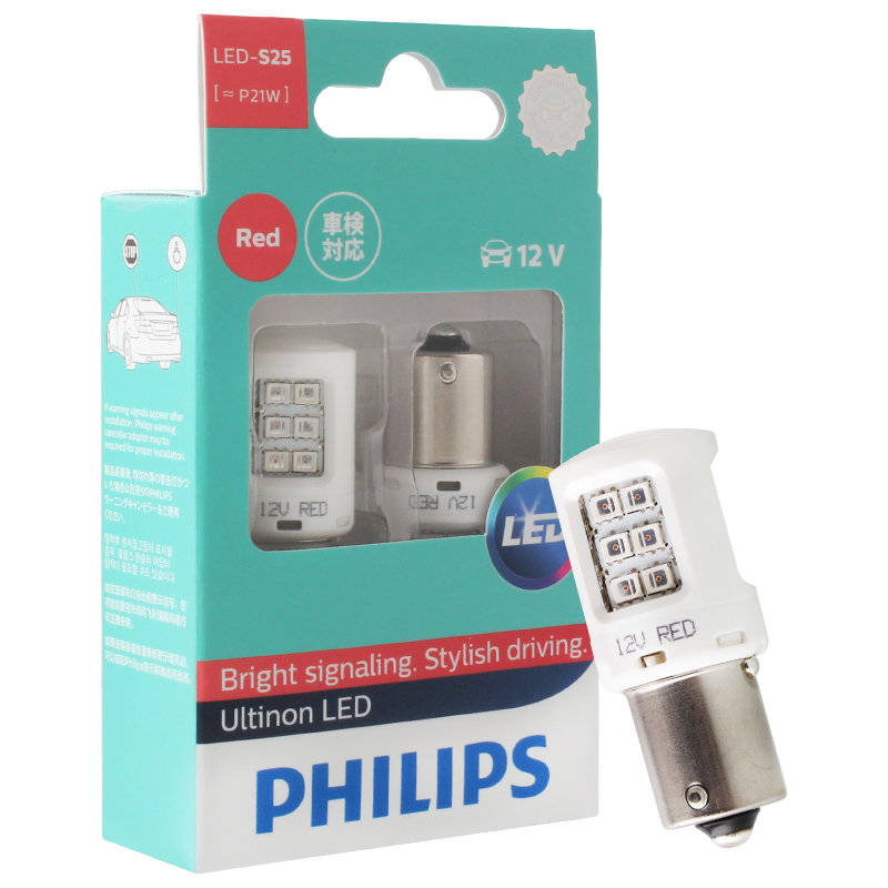 查询飞利浦(PHILIPS)刹车灯示宽灯信号灯指示灯LED汽车灯泡P21W红光11498ULR12V两只装历史价格