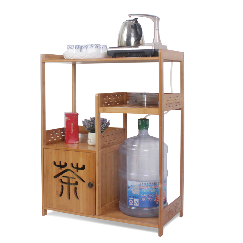 竹城鼎信 茶水柜茶水架竹客厅置物柜带抽屉储物柜餐边柜中式收纳柜雕花层架多功能饮水桶电磁炉架 茶水柜单门雕花款