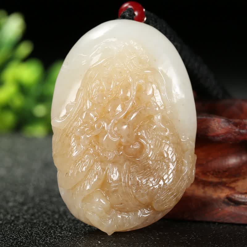 皇贵人苏州玉雕名家闵辉作品 新疆且末料白玉龙腾盛世玉坠男士礼物64克
