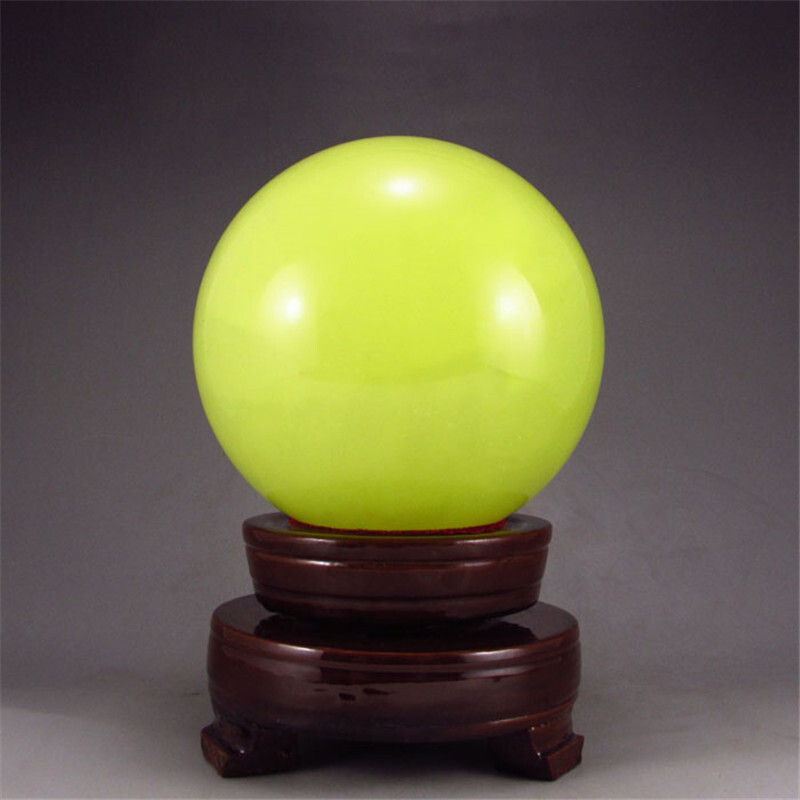 西玺 萤石夜明珠摆件夜光球发光财运摆饰荧光石夜光石圆球 黄色 直径