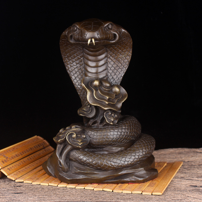 普澜家居 铜蛇摆件生肖蛇眼镜蛇仙家居装饰品铜工艺品礼品摆件