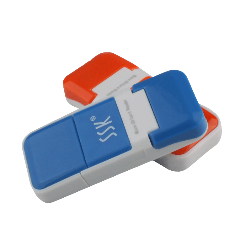 SSK 飚王创意迷你读卡器USB2.0高速读卡器micro SD卡单口读卡器SCRS022 橙色蓝色随机发