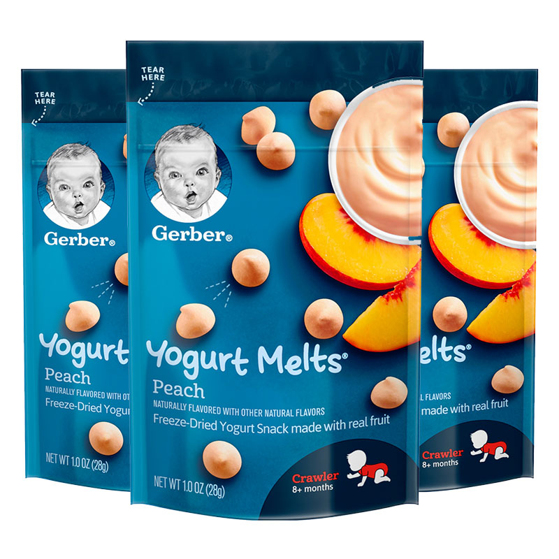 嘉宝Gerber婴幼儿辅食 桃子酸奶溶豆宝宝零食 8个月以上 28g*3 美国进口