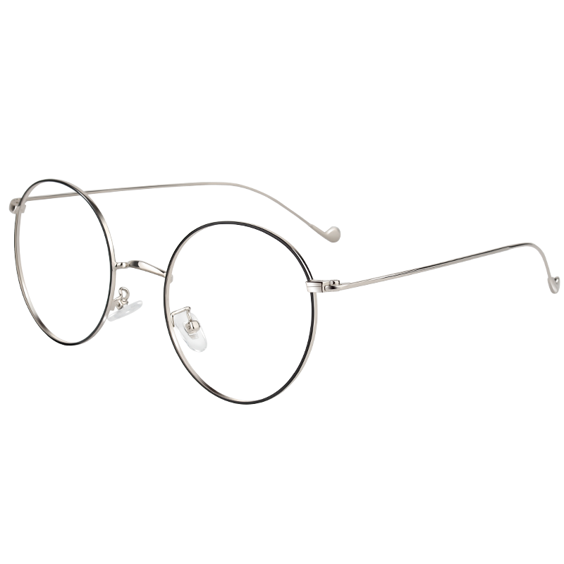 lashion乐申近视眼镜框男防蓝光辐射纯钛眼镜架可配眼镜片带有散光度数变色眼镜女护目镜 121212 黑银（大框） 配特超薄1.71非球面镜片300~1000度