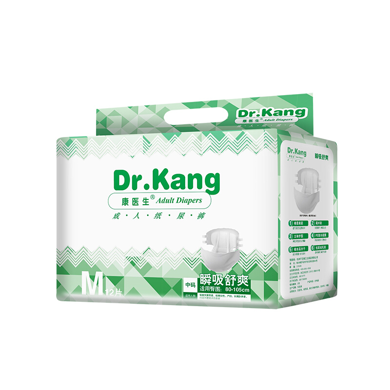 康医生（Doctor Kan） 康医生瞬吸舒爽成人纸尿裤老年人尿不湿男女护理垫 M12片单包2.4尺-3.4尺