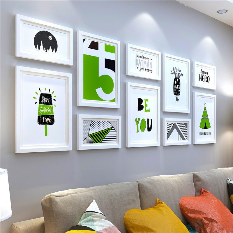 墙小清新创意相框组合客厅挂墙现代简约相片墙 d款-空白臆想 白色相框