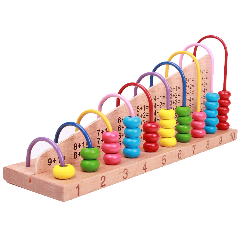 宝宝动手动脑智力玩具幼儿童1-3-4岁半儿童蒙氏教具小孩数字小学生算术早教算盘计算架 榉木珠算架(数数棒+口诀表)