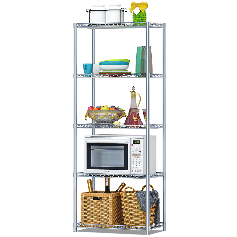 亚思特 厨房置物架整理架多层落地家用收纳架宿舍阳台搁物架客厅储物架微波炉出租房简易金属浴室层架货架子 五层【长56宽35高160cm】