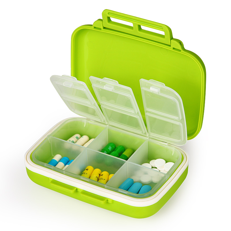 亿高 EKOA药盒便携式小药盒药品收纳盒分装盒密封分药盒子苹果绿