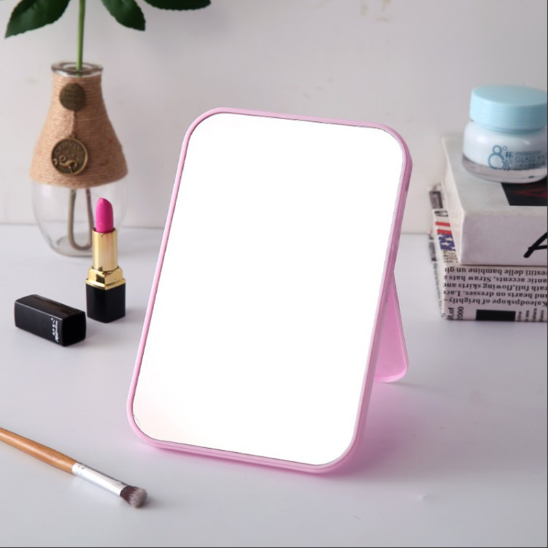 羽熠 糖果色化妆镜子台式简易梳妆镜方形可折叠镜子方便携带 颜色随机发 20.5*14*1.1cm