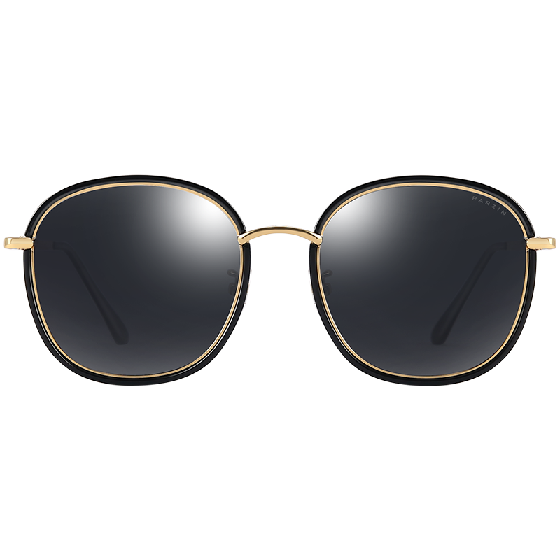 帕森（PARZIN）女士偏光太阳镜 新款TR90复古方框驾驶墨镜 9905 黑框黑灰片