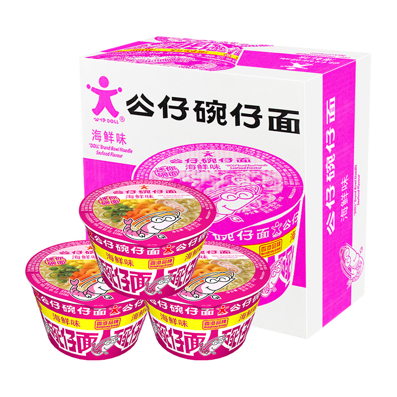 公仔方便面迷你碗泡面速食海鲜口味34g*18盒