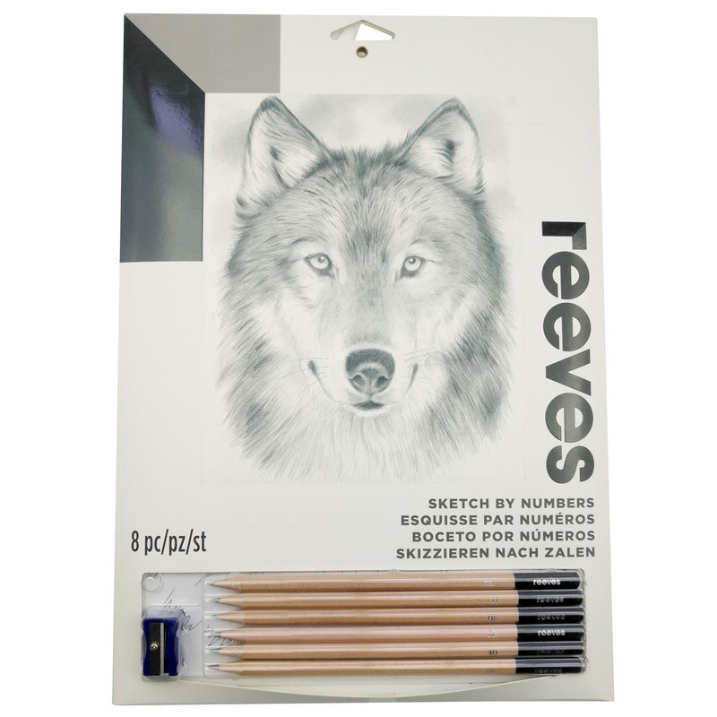 数字绘画套装 diy数字丙烯套装 reeves素描铅笔数绘狼头