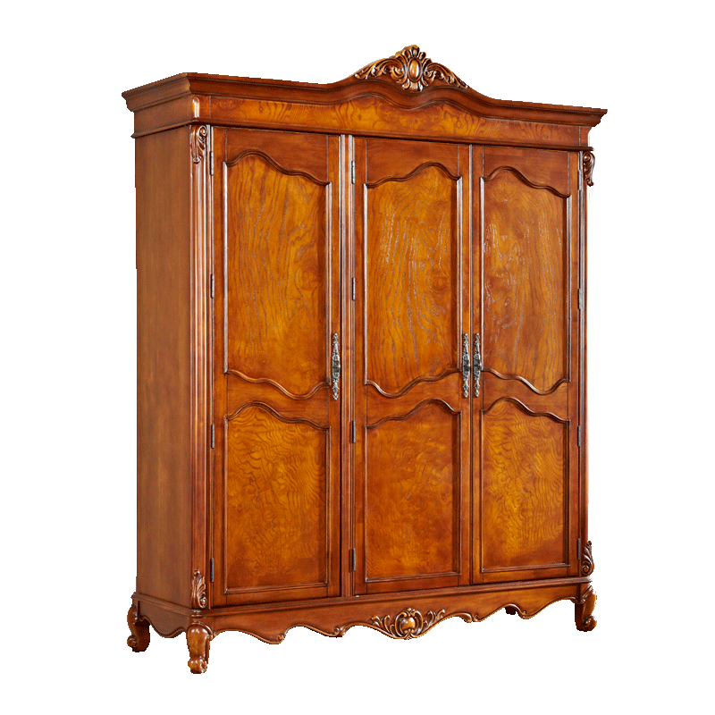 艾理思 衣柜 卧室家具 美式实木三门衣柜 欧式整体衣橱