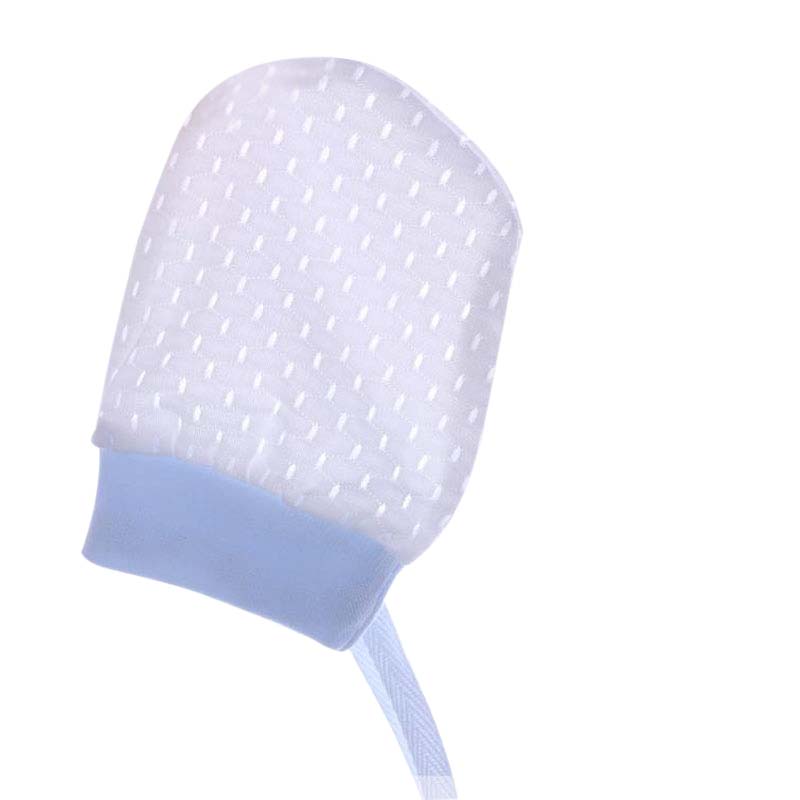 小猪球球 婴儿手套防抓透气抽绳防吃手指脸棉新生儿婴幼儿宝宝护手套 冰丝手套 (蓝色+黄色)