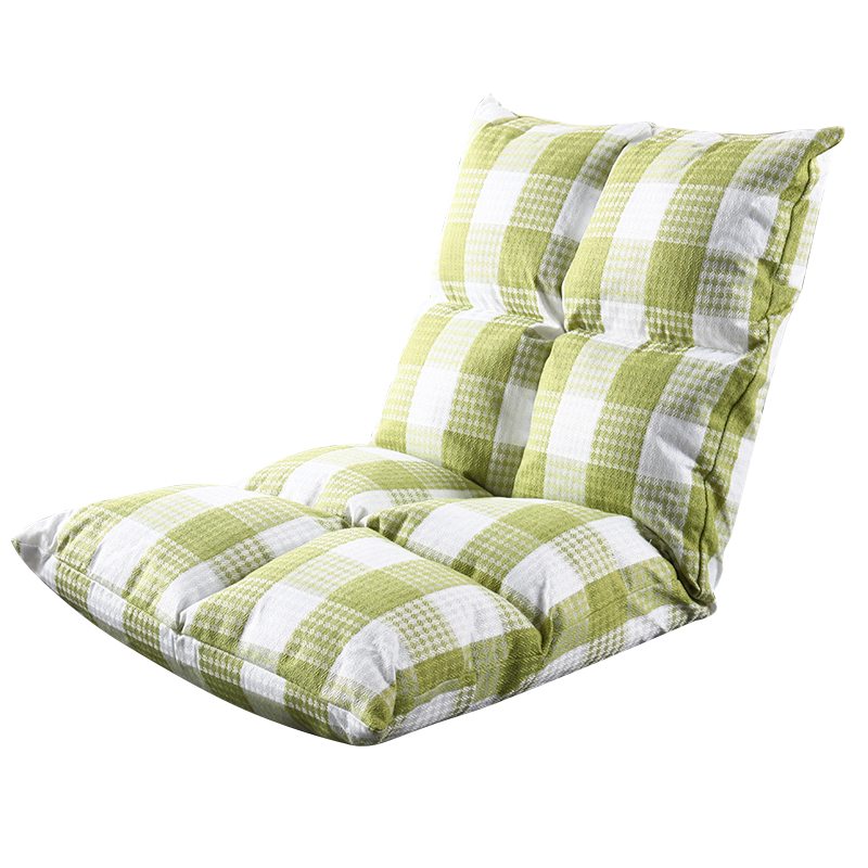 雅美乐 懒人沙发 亚麻棉透气 休闲折叠飘窗椅 单人沙发榻榻米 可拆洗 绿白格YS213