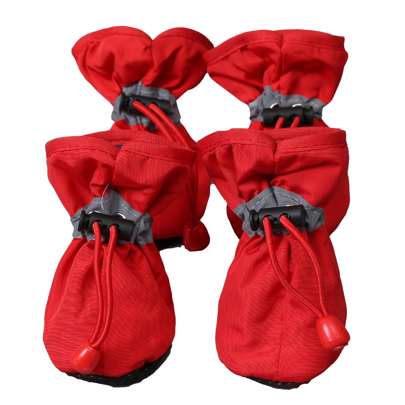 狗鞋子泰迪博美贵宾比熊小狗鞋靴子透气脚套防水宠物鞋 红色/防水布 4