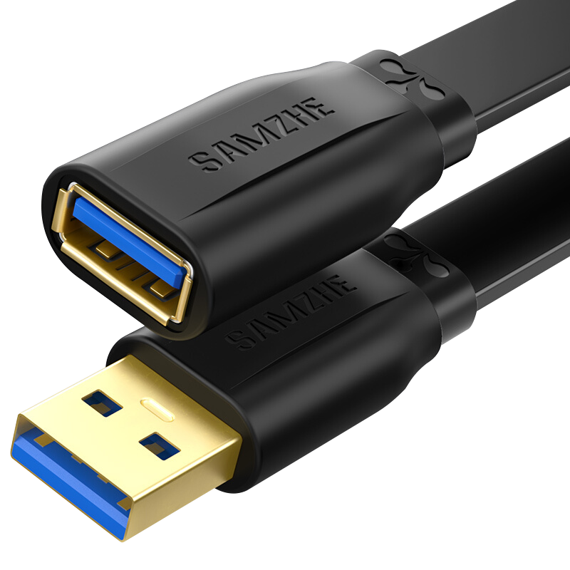 山泽(SAMZHE）USB延长线usb3.0高速传输数据线 公对母 AM/AF U盘鼠标键盘加长线 扁平黑色1米AP-310