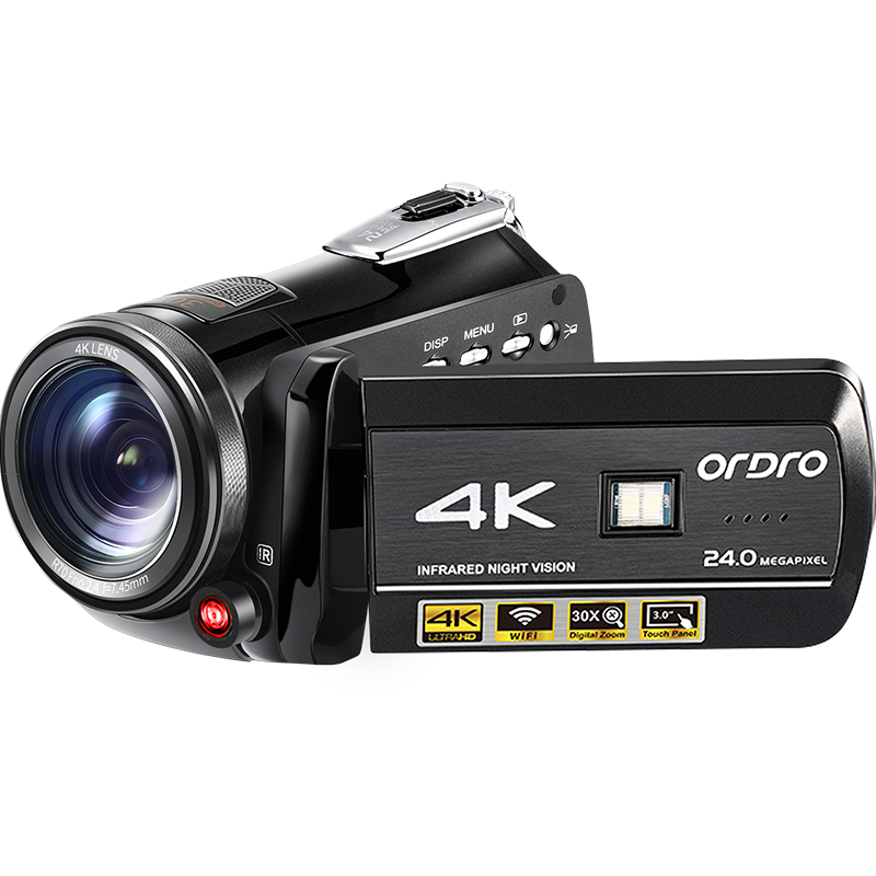 欧达 AC1 4K高清数码摄像机内置64G内存6轴防抖30倍变焦红外夜视WIFI/APP教学培训 128G版+4K超广角镜送礼包