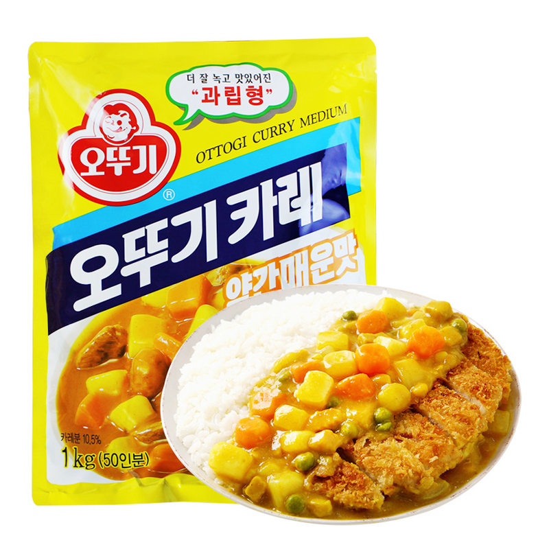 不倒翁 咖喱粉韩国进口奥土基咖喱饭调料酱料 微辣咖喱粉1kg*1袋