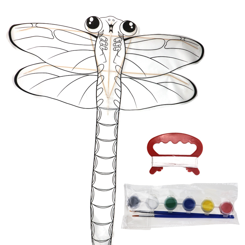 奥翔教学风筝空白风筝竹杆手绘自制风筝儿童涂鸦diy绘画风筝 蜻蜓