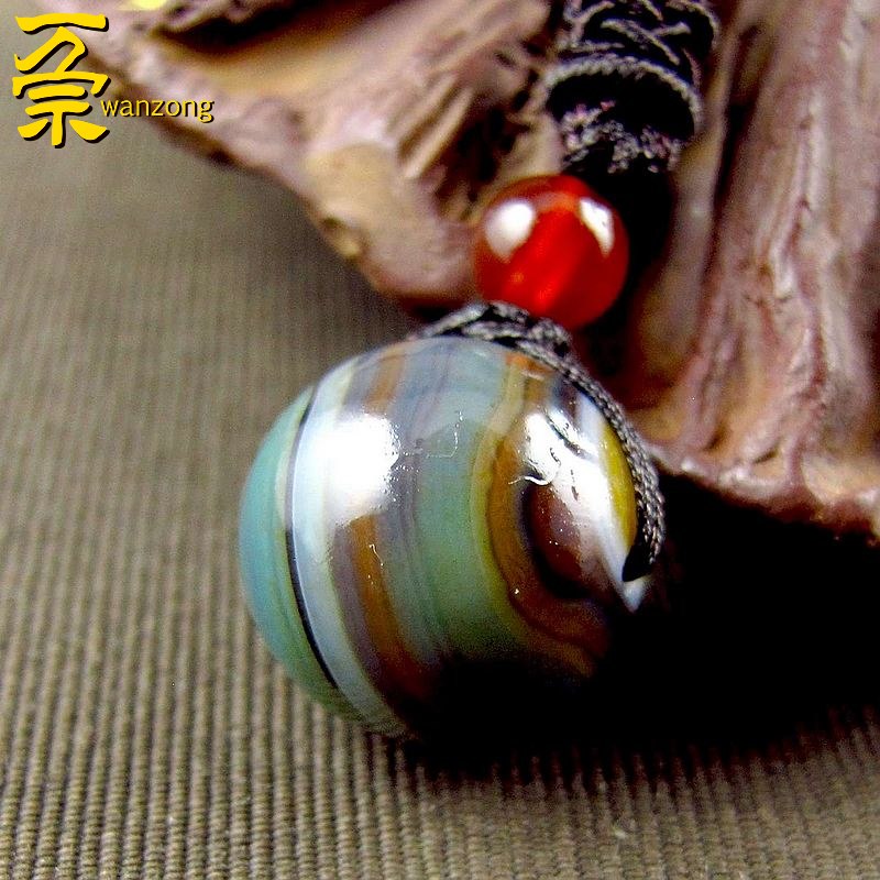 万宗14-16mm蓝绿玛瑙单珠吊坠男女项链配珠散珠佛珠 单珠直径14mm