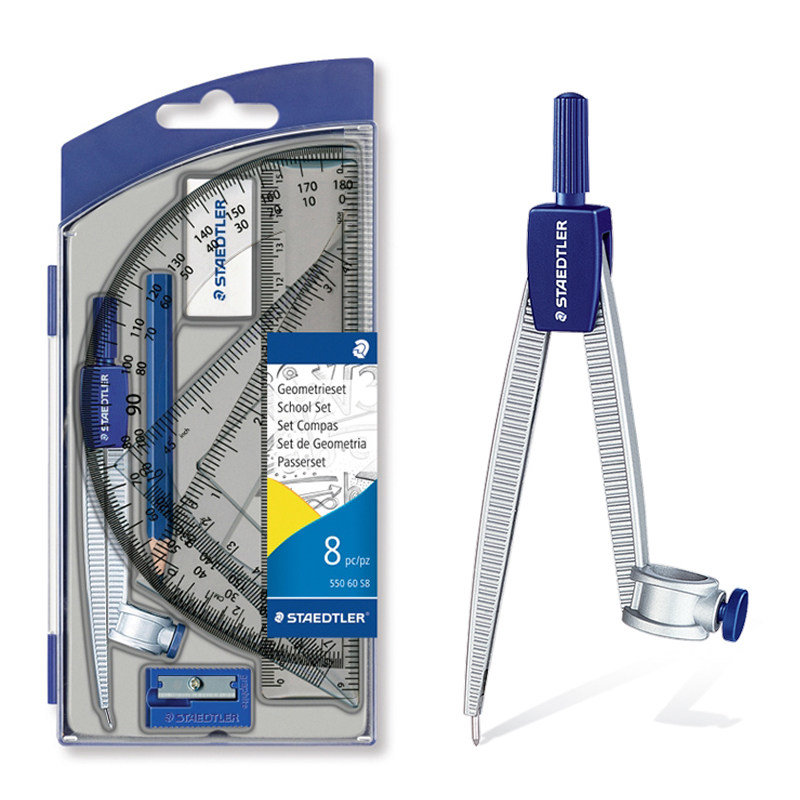 德国施德楼(staedtler)圆规套装尺规套装学生圆规绘图直尺橡皮套装