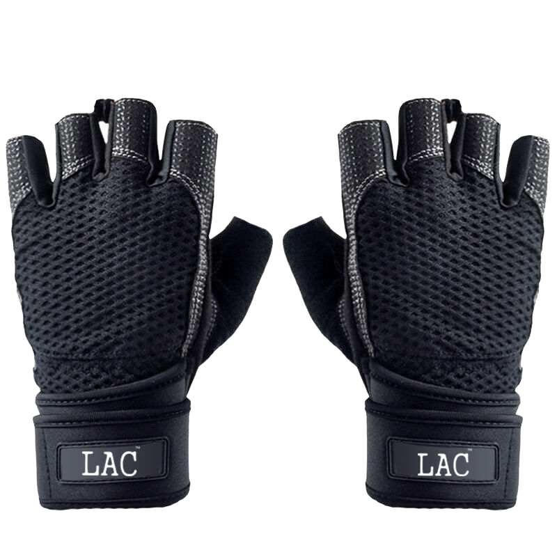 LAC 烙色 健身手套 器械训练 耐磨防滑 运动手套 骑行手套加长护腕 改进版 黑色L码-京东