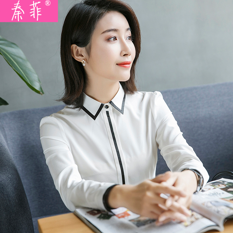 新款商务ol正装女士方领上衣女薄银行白领工作服时尚面试装衬衣工装