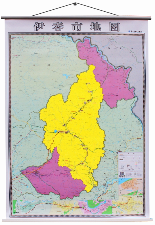 伊春市地图挂图 伊春市交通图 伊春市政区