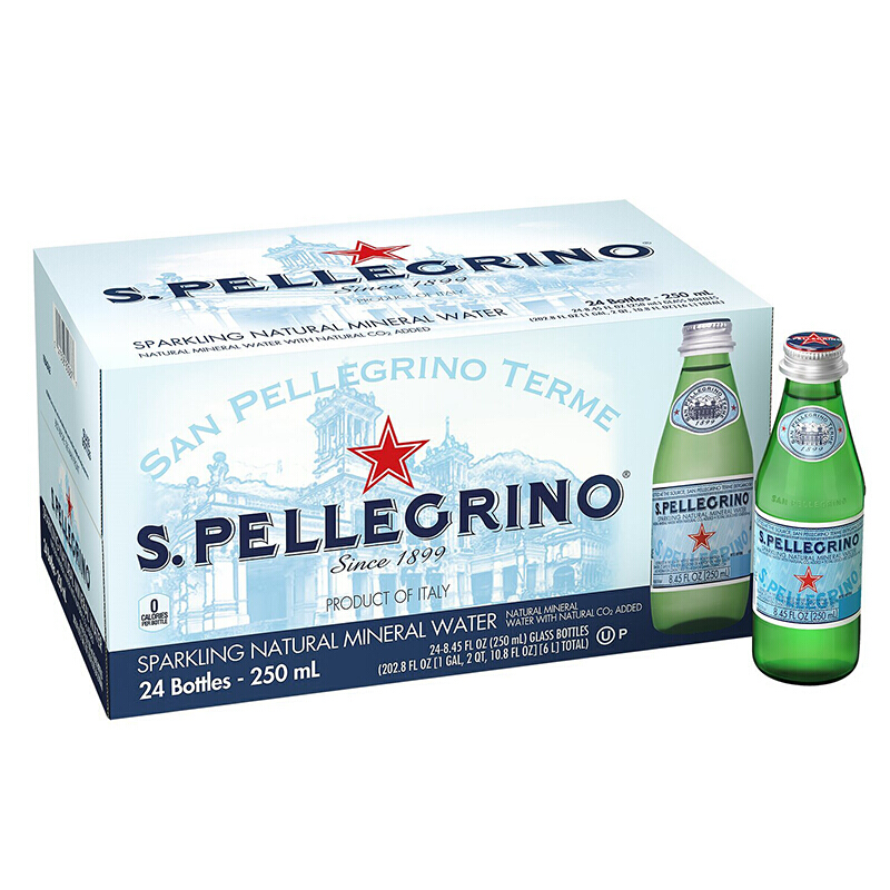 pellegrino)意大利进口天然充气矿泉水气泡水苏打水饮用水 圣培露250