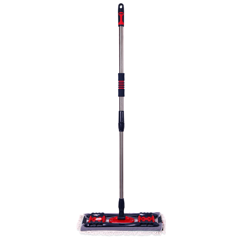 伊司达 平板拖把夹固式地拖懒人拖布木地板拖把 墩布旋转托把夹毛巾地拖 45cm精灵款平拖+1块配布【共2块配布】