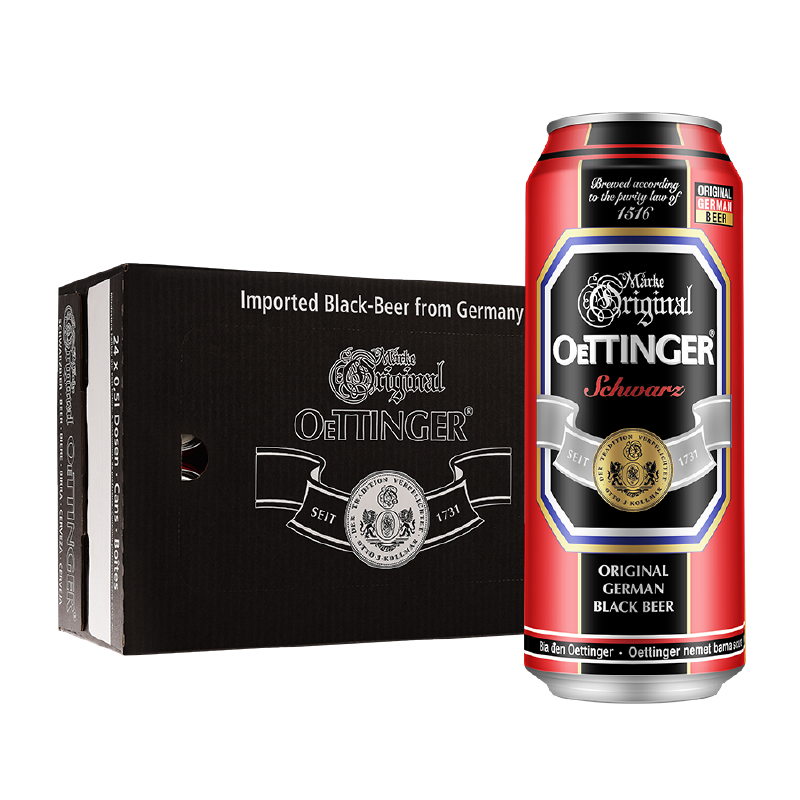 奥丁格奥丁格德国原装进口啤酒 (oettinger) 500ml 24罐 整箱装 黑