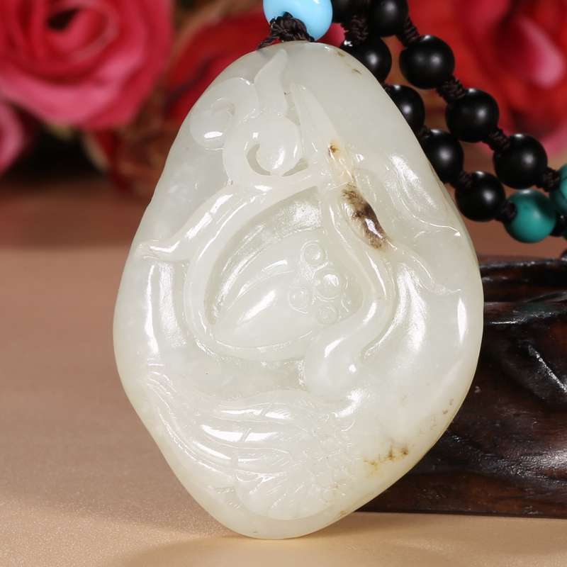 和田玉独籽料一品当朝吊坠男士玉石礼物47克 贵圈珠宝玉器